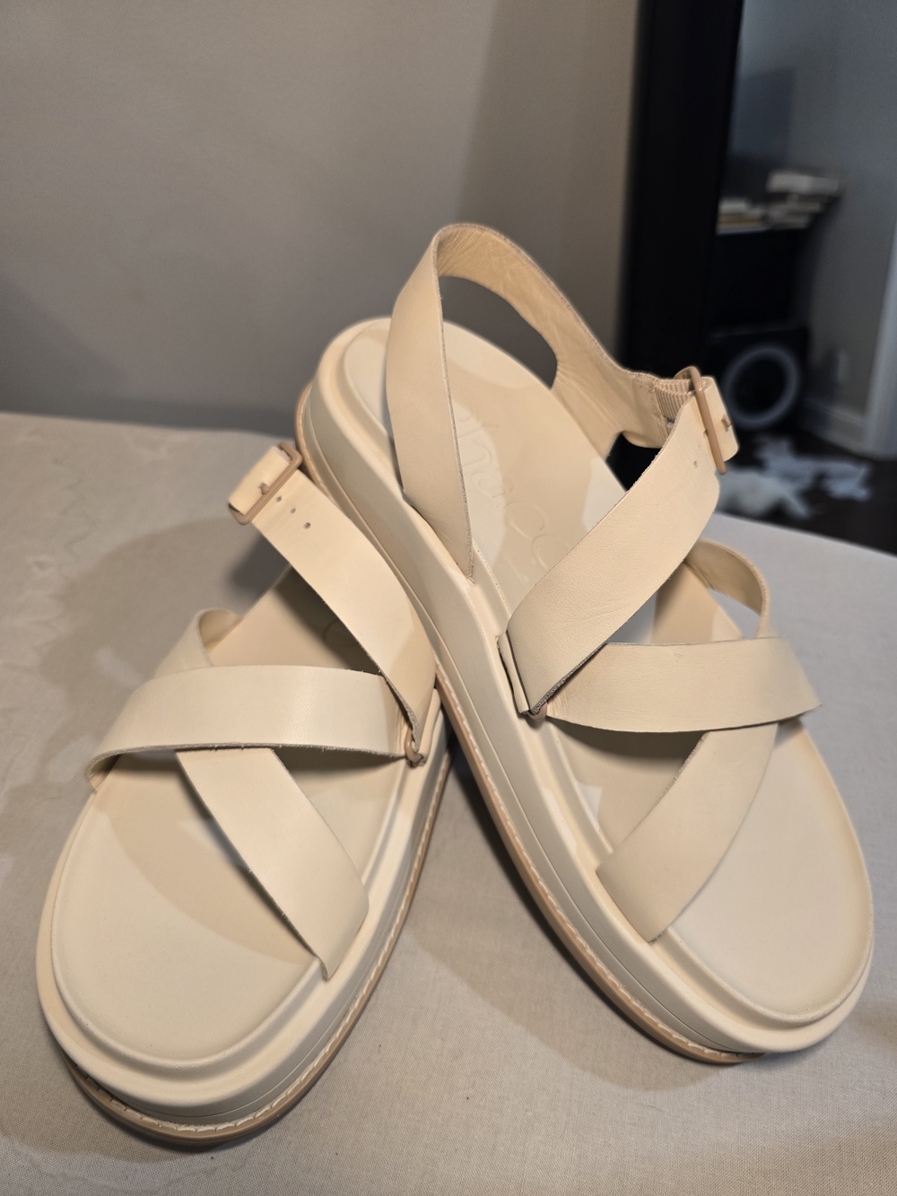 Chaco Cream Strappy Platform Sandals